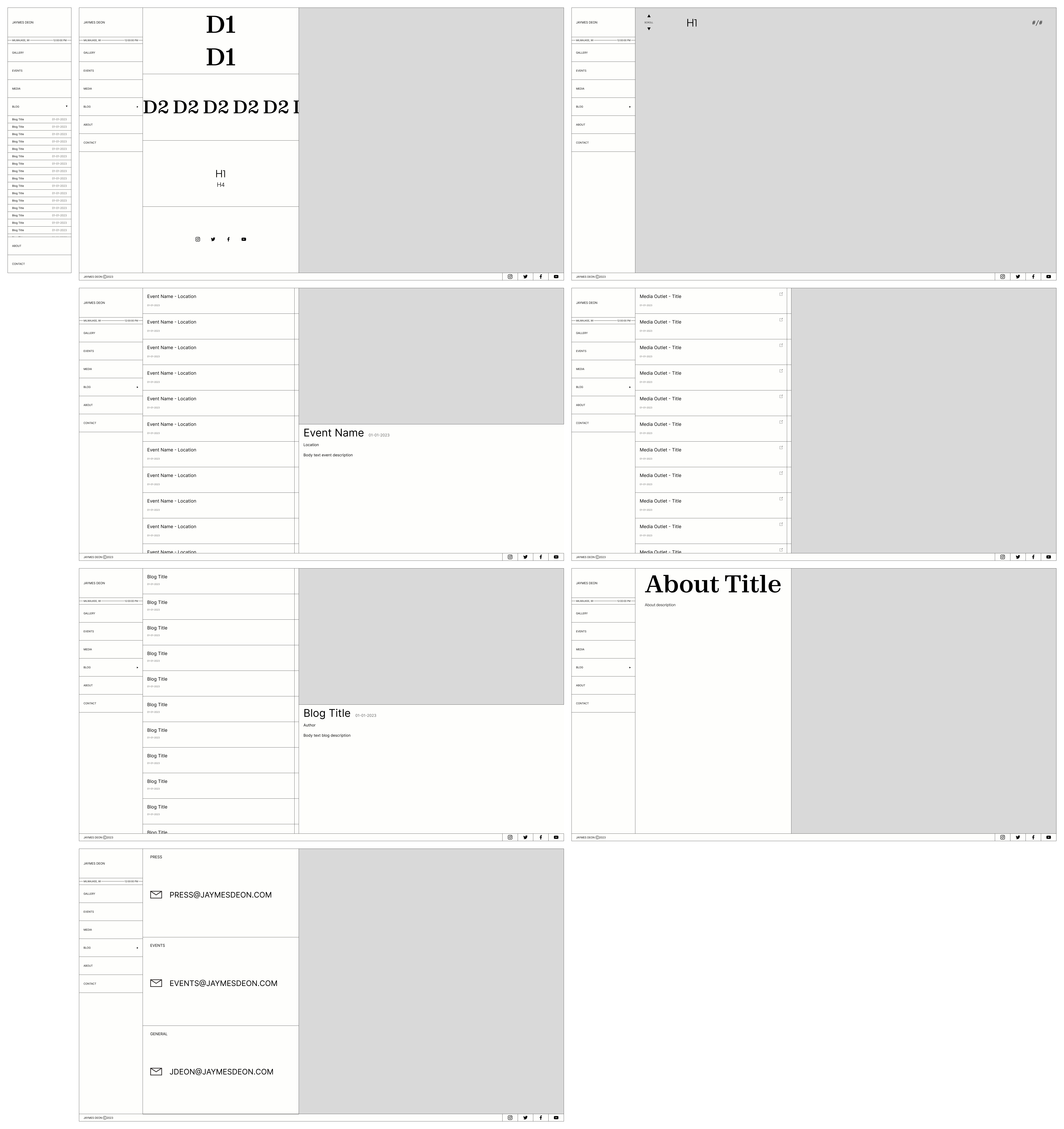 Desktop wireframes
