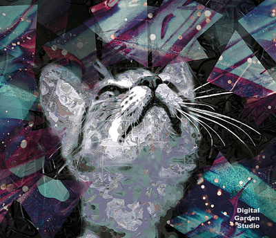 abstract cat portrait illustration