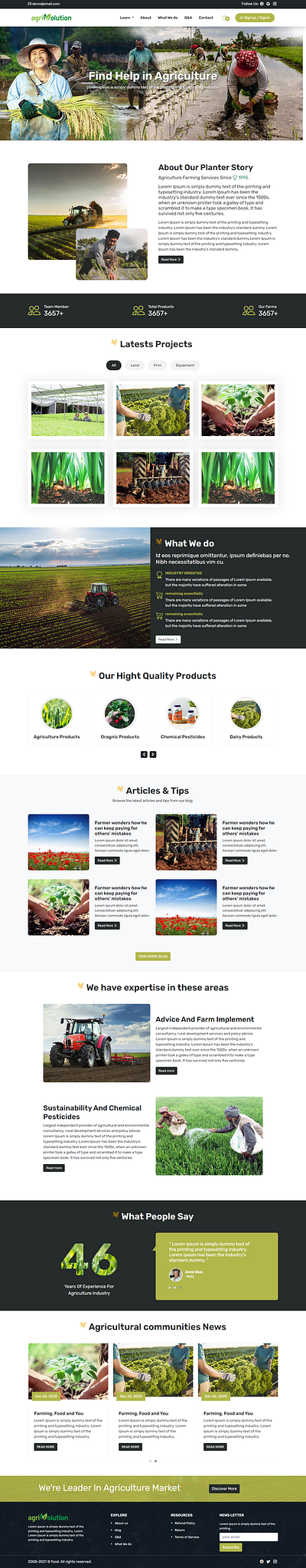 Agriculture - Landing Page Design agriculture design graphic design illustration mock up ui