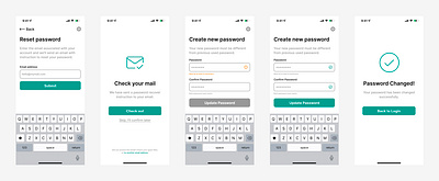 Simple password reset flow UI design for mobile. app design ui ux