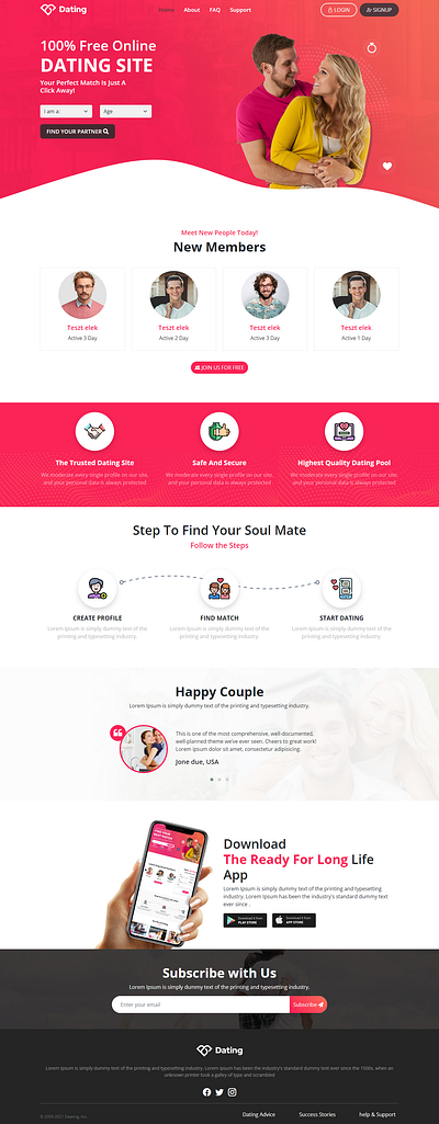 Dating Website Landing Page dating design graphic design mock up