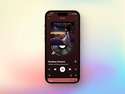 Vinyl-inspired Spotify progress animation app design interface motion graphics music app design spotify ui ui design