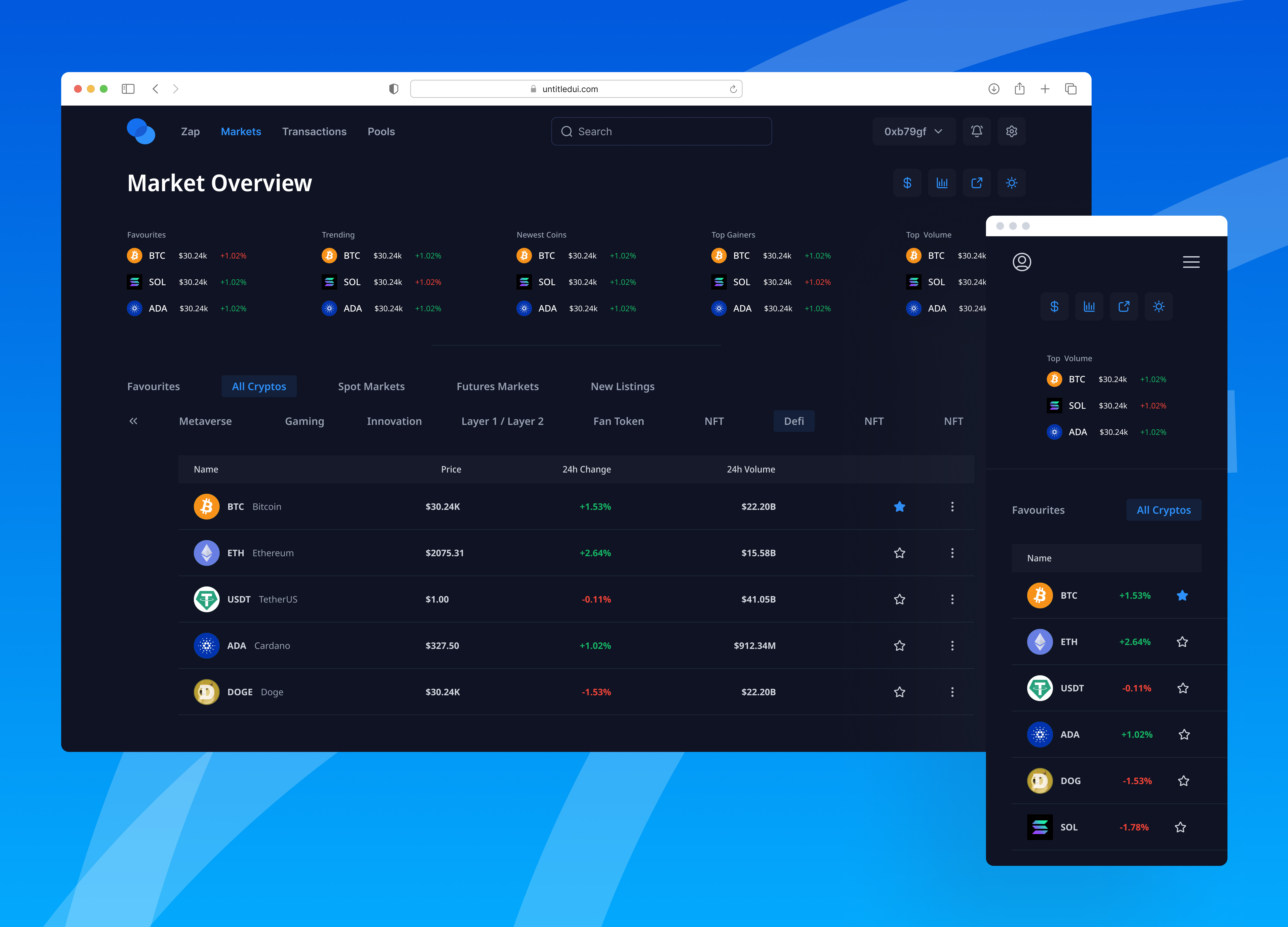 Crypto Market Overview blockchain crypto darkmode design ui ux web3
