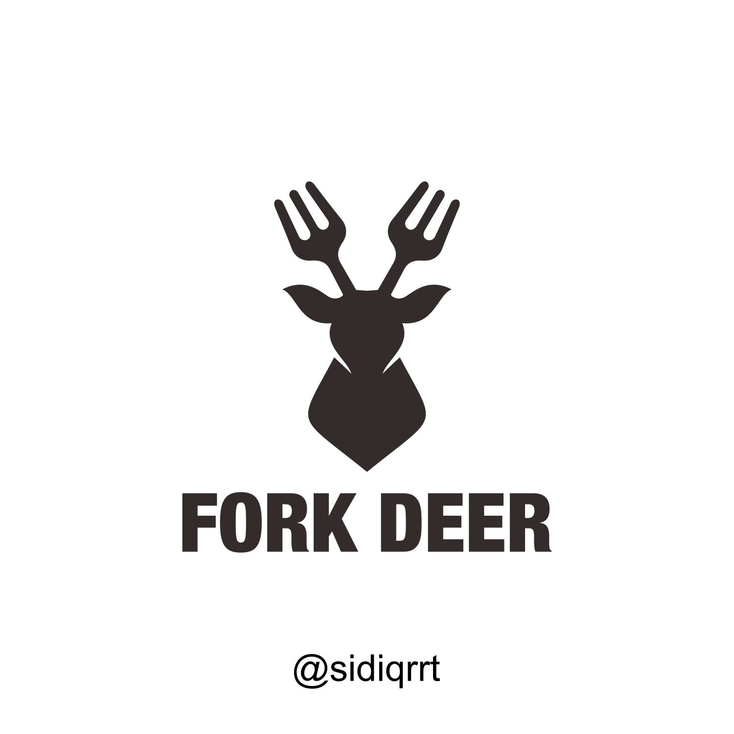 fork and deer deerlogo design forklogo graphic design icon logo minimal