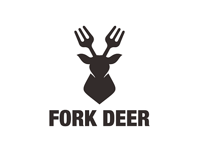fork and deer deerlogo design forklogo graphic design icon logo minimal