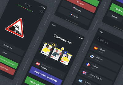 Mobile App SignsGuesser android app design game ios mobile quiz road rules sign test travel ui uxui