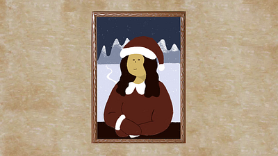 Mona Claus Lisa 2danimation animation character characteranimation christmas davinci illustration mama claus monalisa santa claus