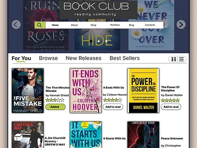 Website design for reading books design ui ux website