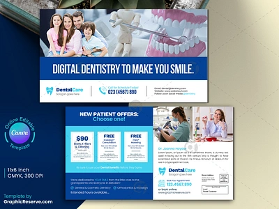 Digital Dentistry Direct Mail EDDM Postcard canva canva template dental dental eddm dental postcard dental promotion dental promotional postcard dentistry eddm eddm postcard eddm template healthcare postcard promotion postcard promotional postcard