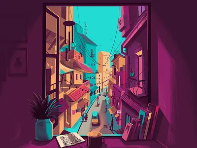 Diverse Window #2 canva collaboration colourful everyday india market open street series sketch street view windows windows india