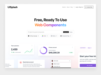 UISplash - landing page screen ui ux design. clean design landing page design landing page designs landingpage saas saas landing page saas product saas screen saas ui saas ux saas website saas website design ui ui design ui landing page ui ux design ux design web design website design