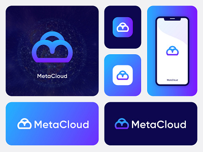 Letter M and Cloud Logo Design Concept app icon branding cloud logo computing conncetion creative logo letter m logo letter mark logo logo design logo designer logo mark logo type meta metsverse mobile app modern logo network online logo solution