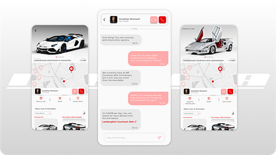 Marcia Chat/Dealer Details app application automotive cars design graphic design rental ui