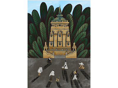 Mannheim Wasserturm architecture bike buga bundesgartenschau character characterdesign city dog graphic design green illustration illustrator longboard nature people poster