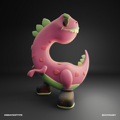 36DaysOfType - Letter C! 36daysoftype 3d animation blender blender3d cartoon character cinema4d dinosaur illustration render