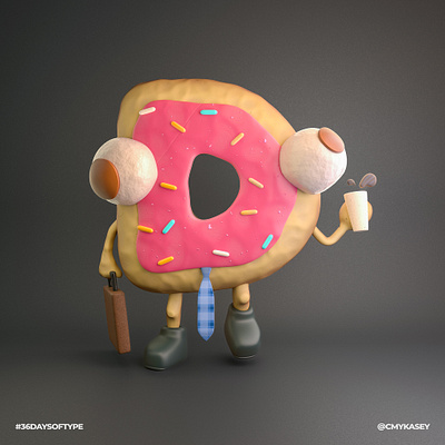 36DaysOfType - Letter D! 36daysoftype 3d animation blender blender3d cartoon character cinema4d design donut illustration