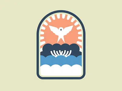 Canopy air badge bird branding canopy christ central church classroom dove fly icon kids logo nest shine sky sun trees treetops youth