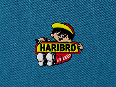 Haribro adidas branding character mascot embroidered haribo haribro logo