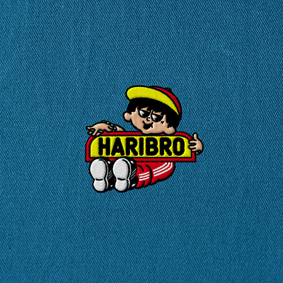 Haribro adidas branding character mascot embroidered haribo haribro logo