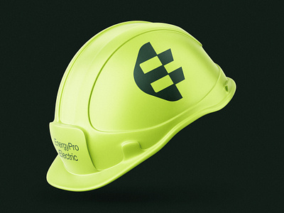 EnergyPro | Hard Hat app brand branding call design e electric energy equiptment hard hat helmet logo logo design minimal mockup neon pro service simple