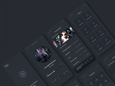 Music player application adobe app design dark theme image interface mobileapp mobileappdesign music musicapplication musicappui musicplayerapp musicplayerapplication uidesign uxui vector