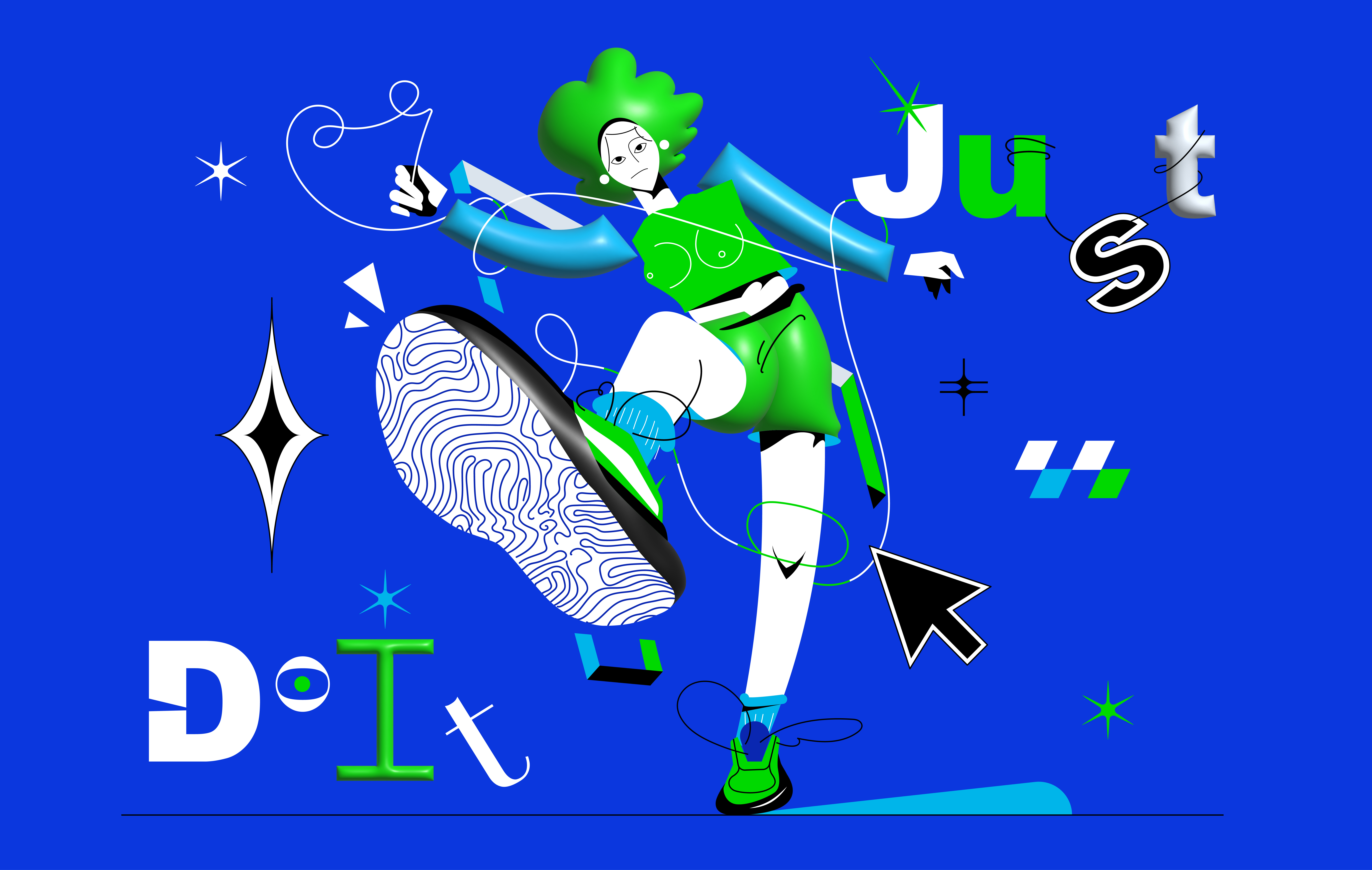 Just do it! My last work done in Illustrator using 3d objects 3d adobeillustration character design graphic design illustration person ui vector