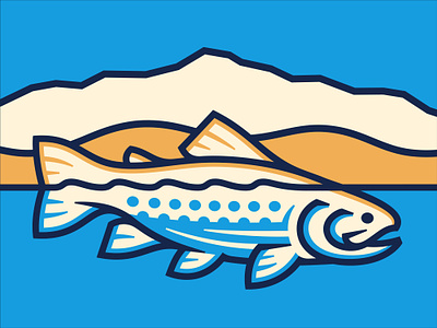 Up The Creek Trout Logo brand brand identity branding colorado fish fishing fly fishing illustration line logo mountains simple trout vector