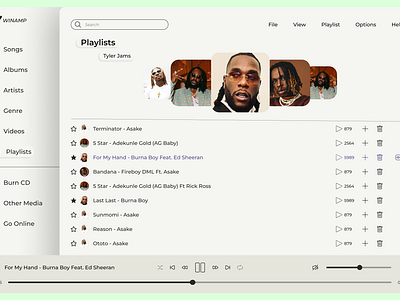 Winamp music player UI redesign app design typography ui