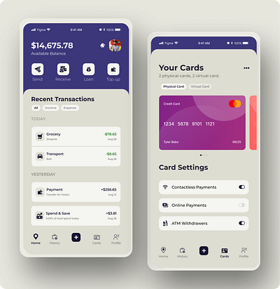 Mobile banking app concept app design ui