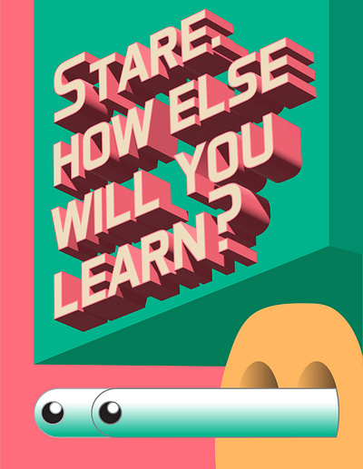 Stare art graphic design illustration illustrator observe pink poster quote see type