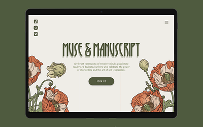 Art Nouveau Book Club Website Landing Page animation art nouveau dailyui desktop feminist flowers graphic design hero section illustration landing page tablet ui ui design uxui website