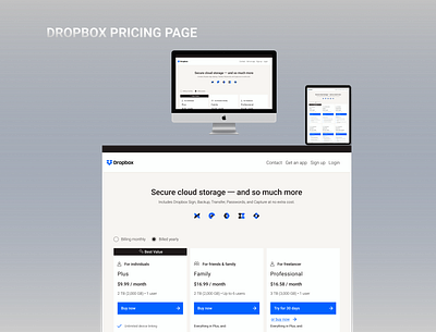 DROPBOX PRICING PAGE REPLICATION app branding dailyui design graphic design illustration logo ui ux vector