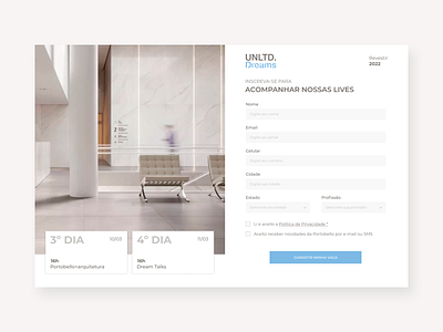 Registration for UNLD. Dreams 2022 architecture ecommerce graphic design registration page ui ux web design