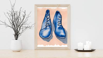 Hand Drawing Of Funny Shoes Collection, No 06 blue boot broken classic clip art clipart dirty dust frayed funny illustration illustrations jeans lace leather messy no people old rough shoe