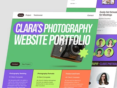 Clara's - Photography Website Portfolio Agency blue website brutalism concept fullcolor green website homepage landing page mockup orange website photography portfolio ui user interface website wireframe yellow website