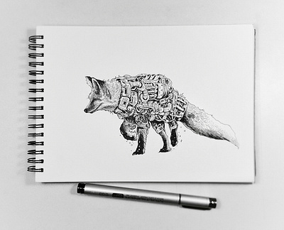 Daily Inkwork animal art black and white copic doodle drawing fox illustration illustrator ink line art traditional art