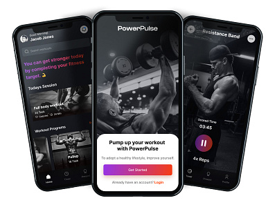 Mobile app - Workout planner branding dark mode design fitness fitness training gym app health app logo minimal mobile mobile app planner product design training ui uiux user interface ux weight loss workout app