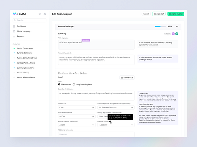 Mindful Edit mode admin portal branding clean design interface logo product design service ui ux web website