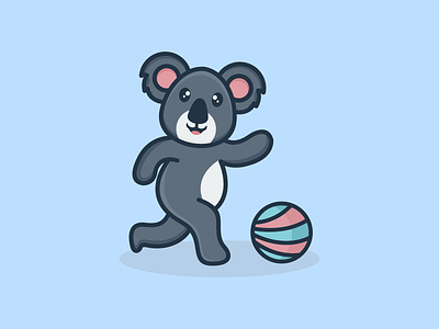 Cute Koala Play Ball Logo app ball branding cute design graphic design illustration koala logo play typography ui ux vector