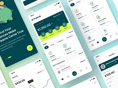 Payhub - Collage version app banking budget collage credit card design digital bank ewallet finance finance app finance mobile app fintech goals money money management paying savings transactions ui ux