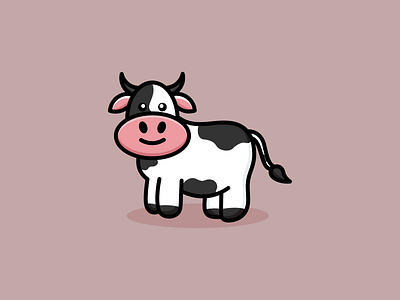 Cute Stand Cow Logo Design animal app branding cow cute design graphic design illustration logo stand typography ui ux vector