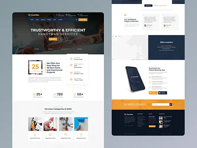 Smartman - Handyman Renovation Services Web Design business carpenter clean design cleaning concept construction creative design electrician industry logo minimal modern photoshop portfolio typography ui vector web website