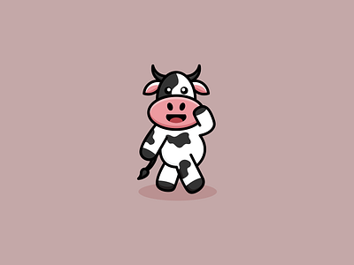 Cute Laugh Cow Logo Design animal app branding cow cute design graphic design illustration laugh logo typography ui ux vector