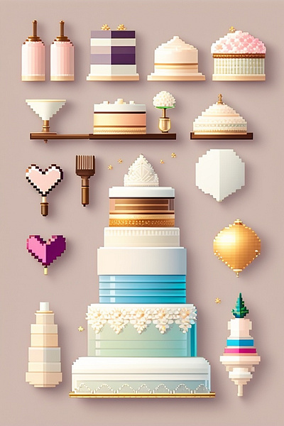 Wedding (pixel) 8 bits art bride clipart design graphic groom illustration pixel wedding