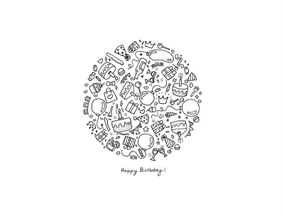 Day 072-365 Happy Birthday! 365project cute happybirthday illustration ink kawaii