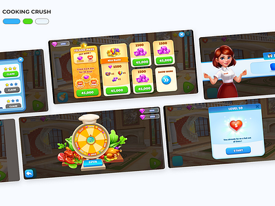 Cooking crush illustration mobile game uiux