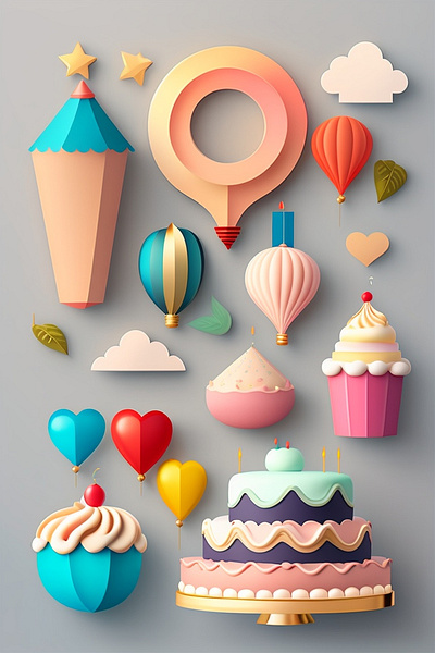 Birthday (paper art) art birthday cake clipart design graphic illustration paper art party