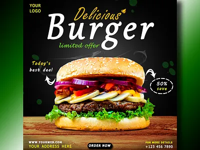 FASTFOOD SOCIAL MEDIA POST advertising branding burger media post design facebook ad food ad food banner graphic design instagram ad product banner social media post