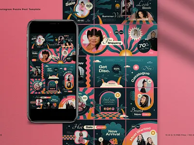 Black Retro Summer Fashion Instagram Puzzle black fashion fashion brand fashion style fashion summer graphic instagram puzzle retro retro style