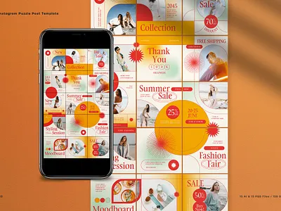 Yellow Minimalist Summer Fashion Sale Instagram Puzzle discount graphic instagram puzzle minimalist promo sale summer sale yellow